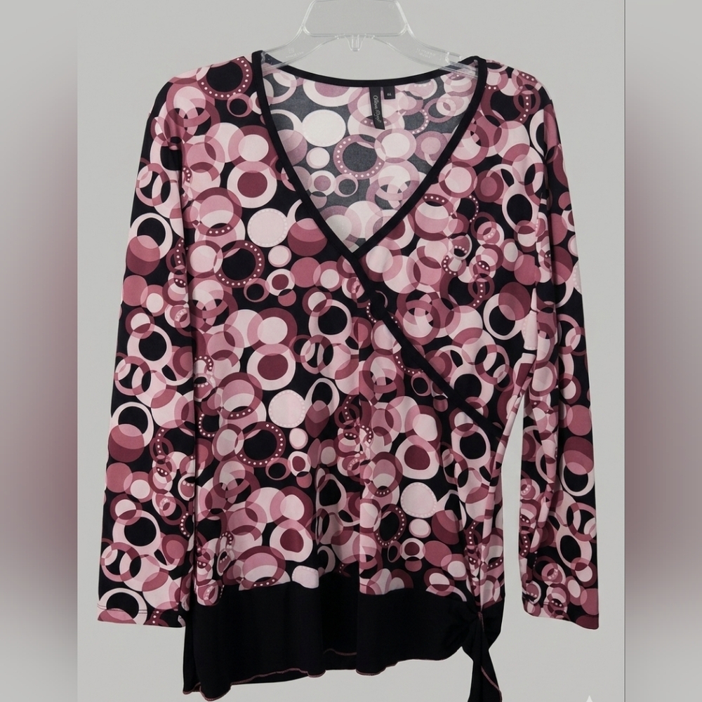 Stylish Pink Circle Patterned Long Sleeve Top From Olivia Paige